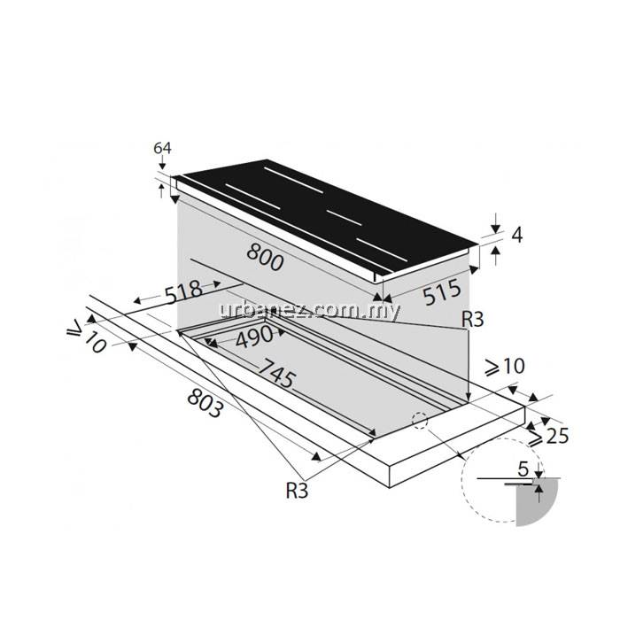 De Dietrich DPI7888BH 4Zone Induction Hob with Ventilation